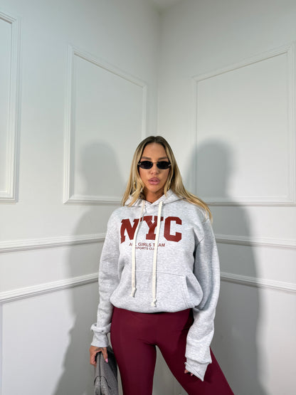 Felpa in pile NYC grigio chiaro