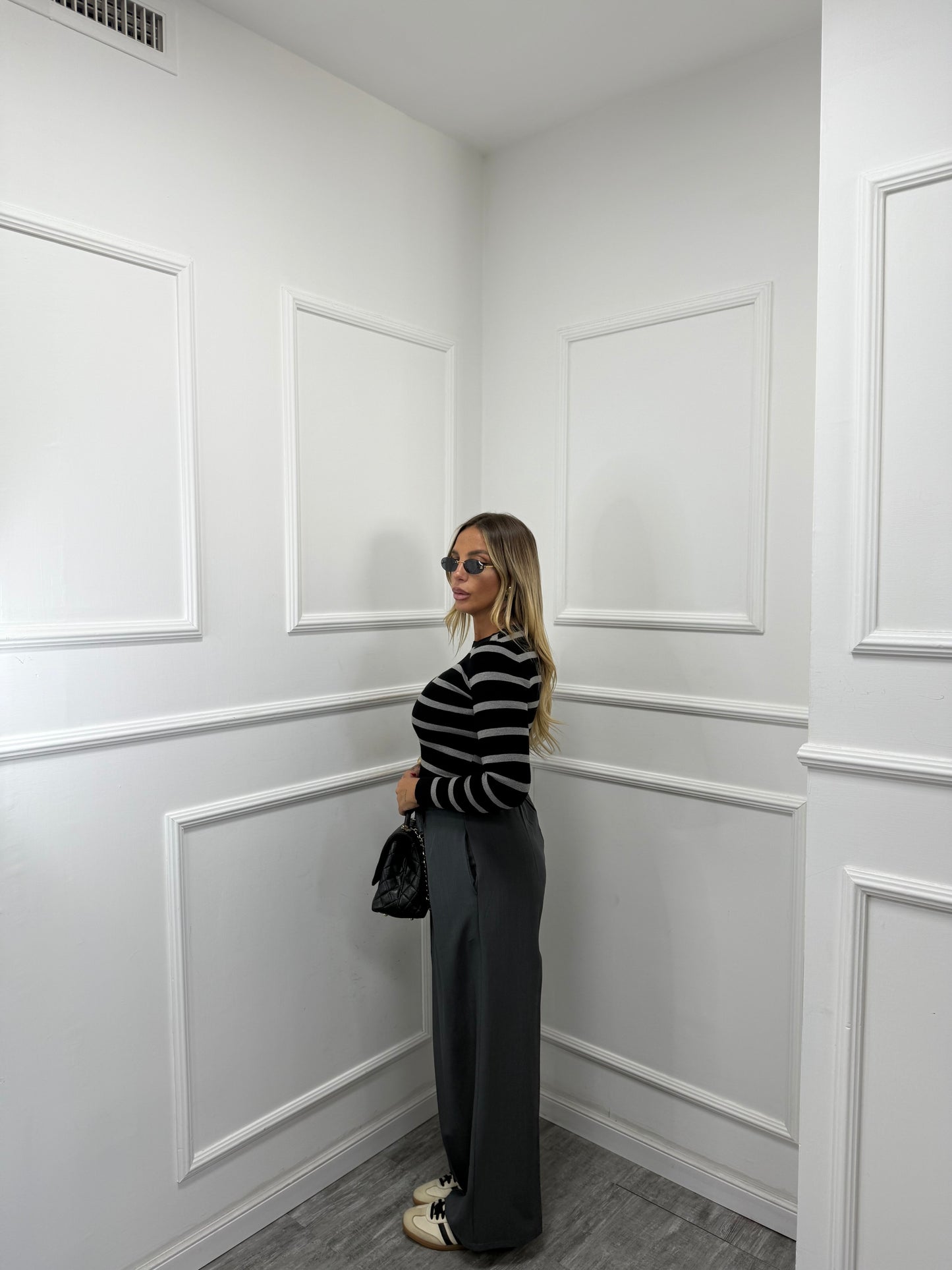 Pantaloni palazzo con fusciacca Back in Town grigio antracite 66636