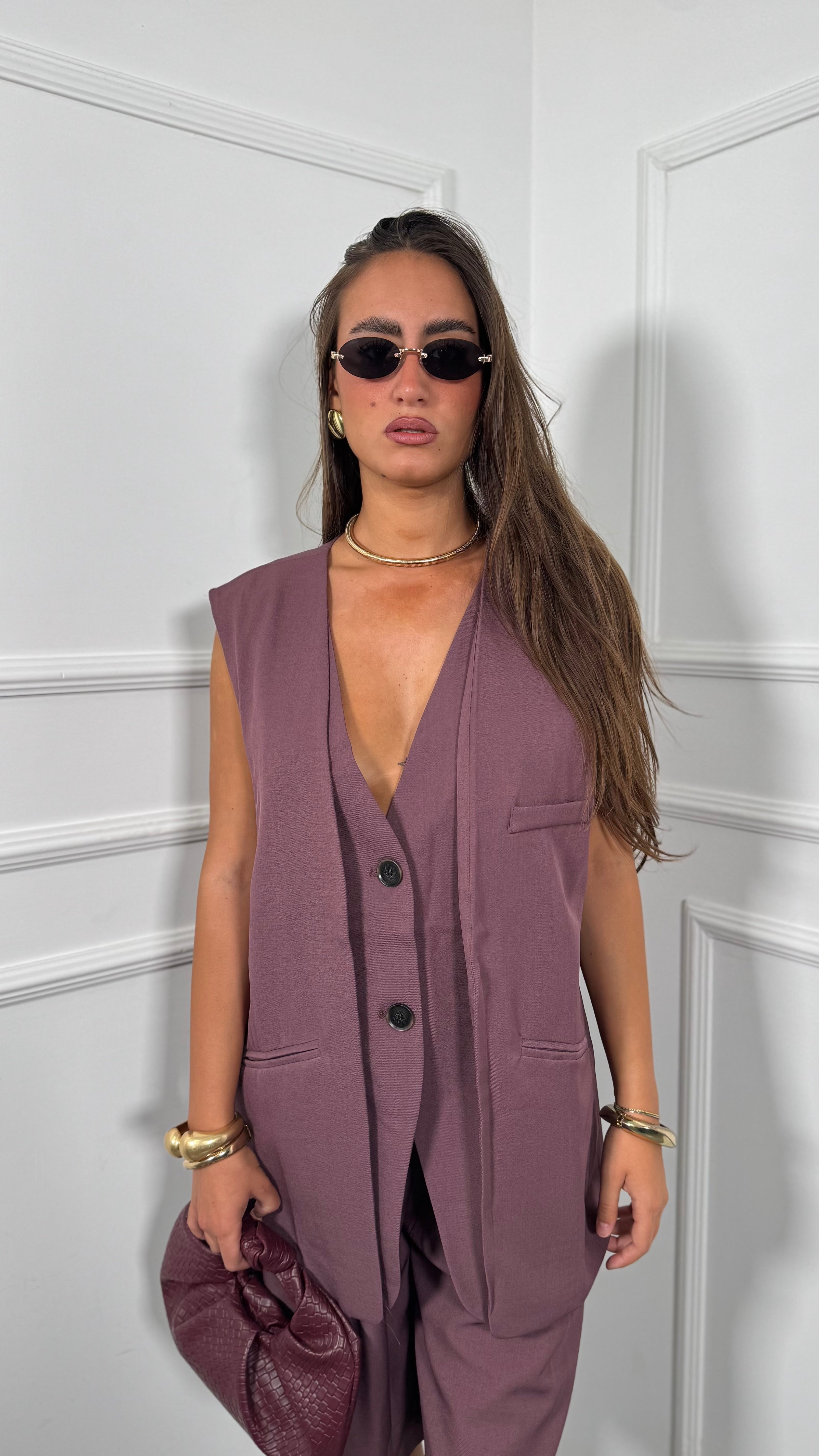 Tailleur con bermuda Sandy malva 2808