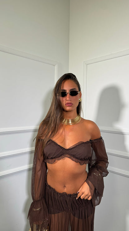 Coordinato in chiffon Samarya cioccolato