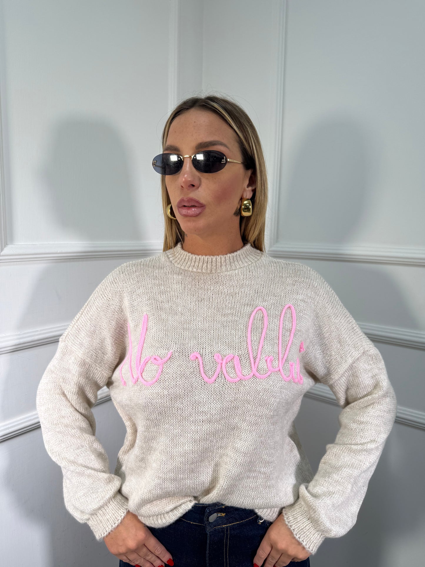 Pullover misto lana No vabbè beige 258428