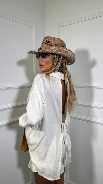 Coordinato scollo sul retro Marcela panna