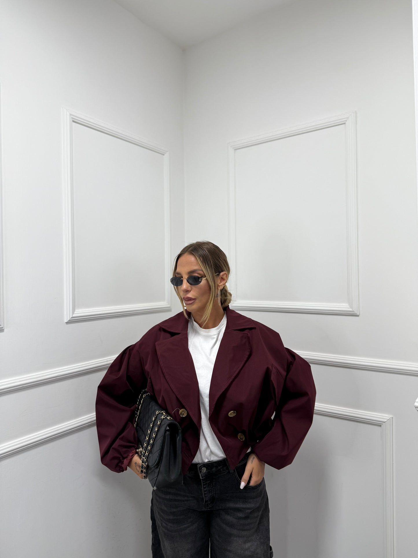 Trench crop Curvy Viral bordeaux 485