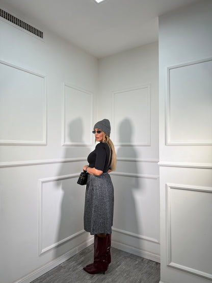 Bermuda misto lana spigato Victoria grigio 23172