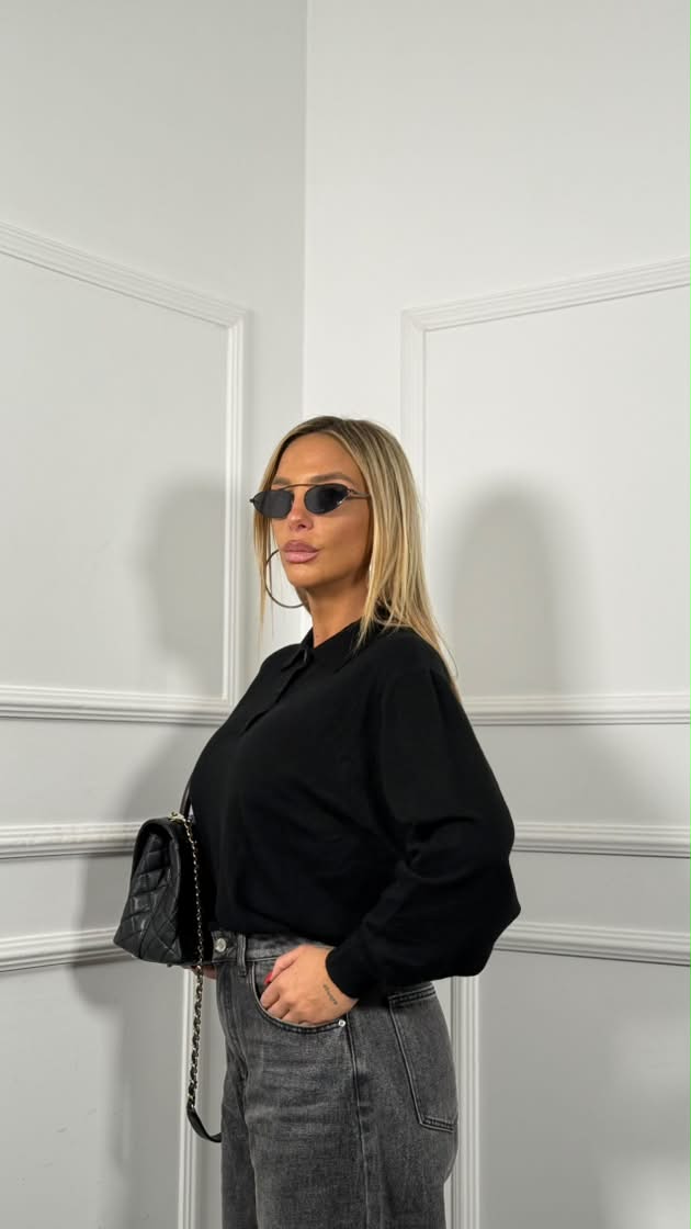 Polo lana rasata curvy Becky nera 2317