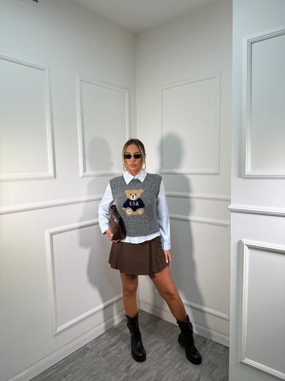 Pantagonna a pieghe Tennis marrone m12621