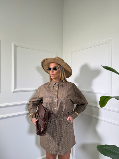 Coordinato a quadretti Camila taupe/cacao2774