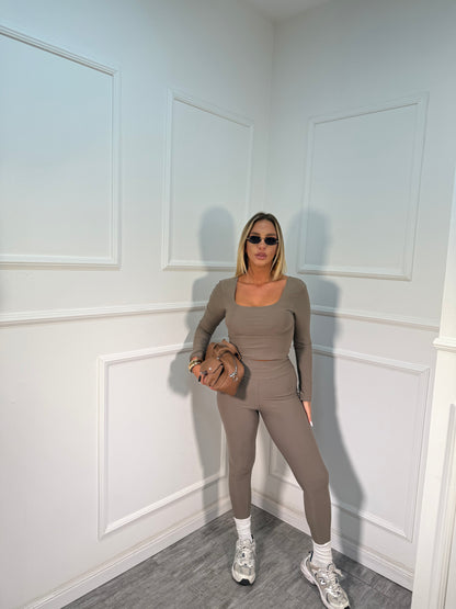 Leggins con ghette taupe