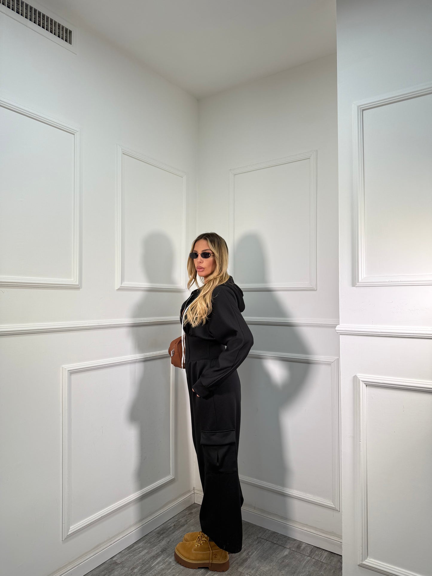 Jumpsuit in felpa Ariana nera 9585