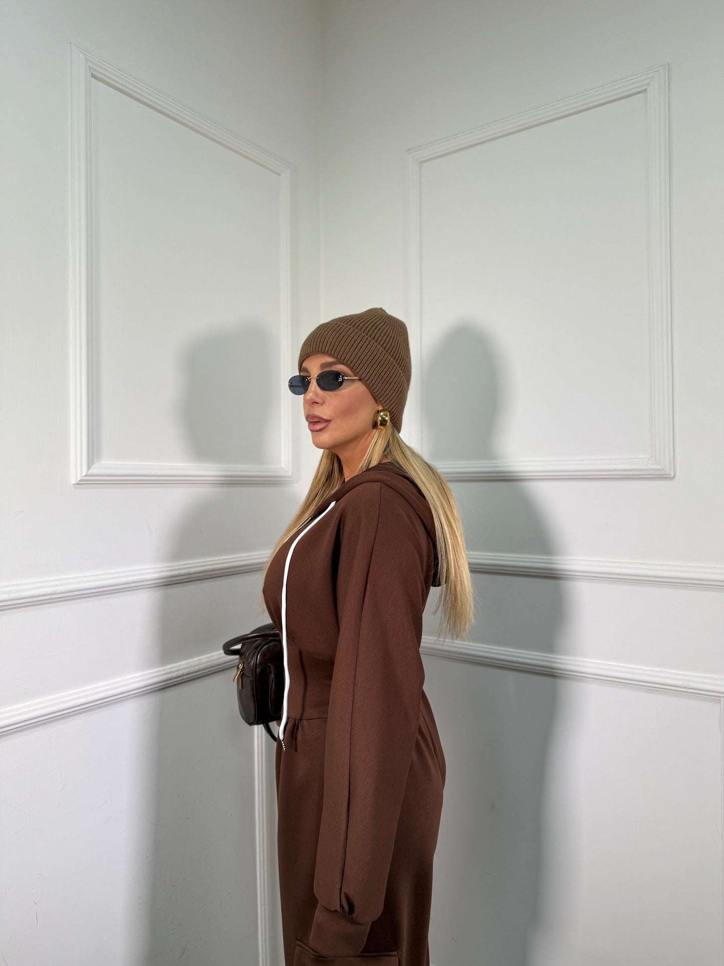 Jumpsuit in felpa Ariana cioccolato 9585