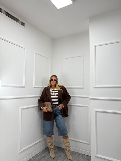 Blazer coat in panno oversize Must Have cioccolato 22305