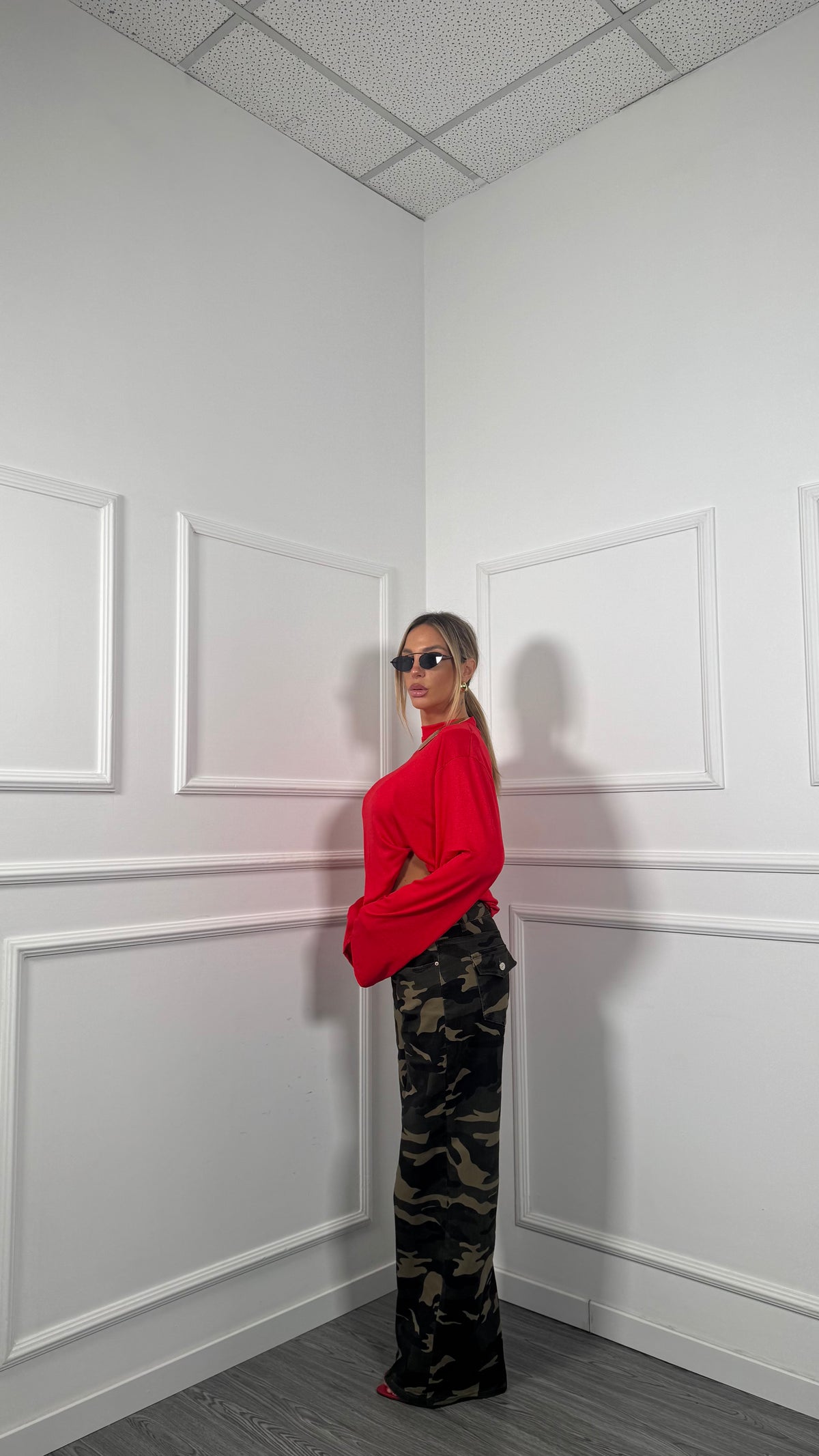 Jeans palazzo militare con tasconi sul retro Babylon kw8958