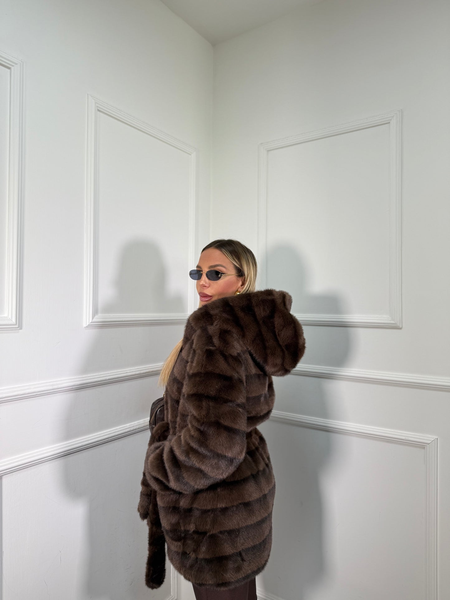 Ecofur Midi con cintura Norvegian cioccolato 5509