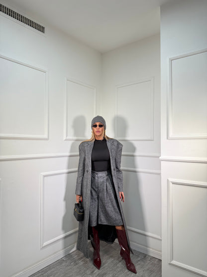 Bermuda misto lana spigato Victoria grigio 23172