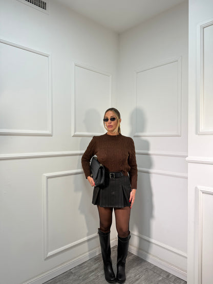 Pantagonna gessato con cintura nero