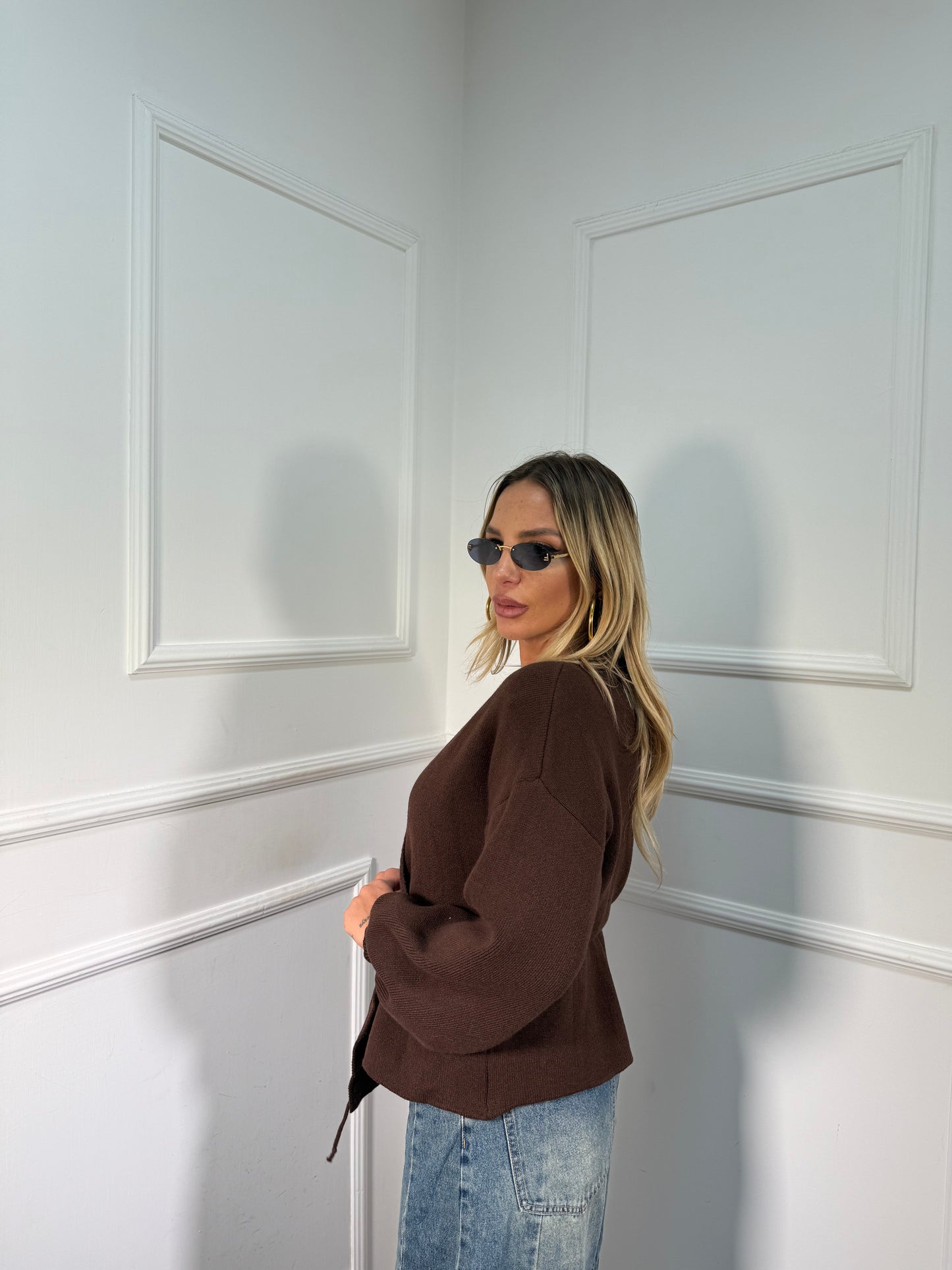 Incrociatina in lana rasata cioccolato 24683