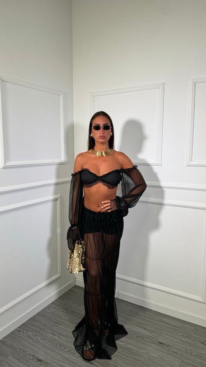 Coordinato in chiffon Samarya nero