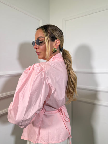 Camicia con spalline e fiocco sul retro Sakura rosa
