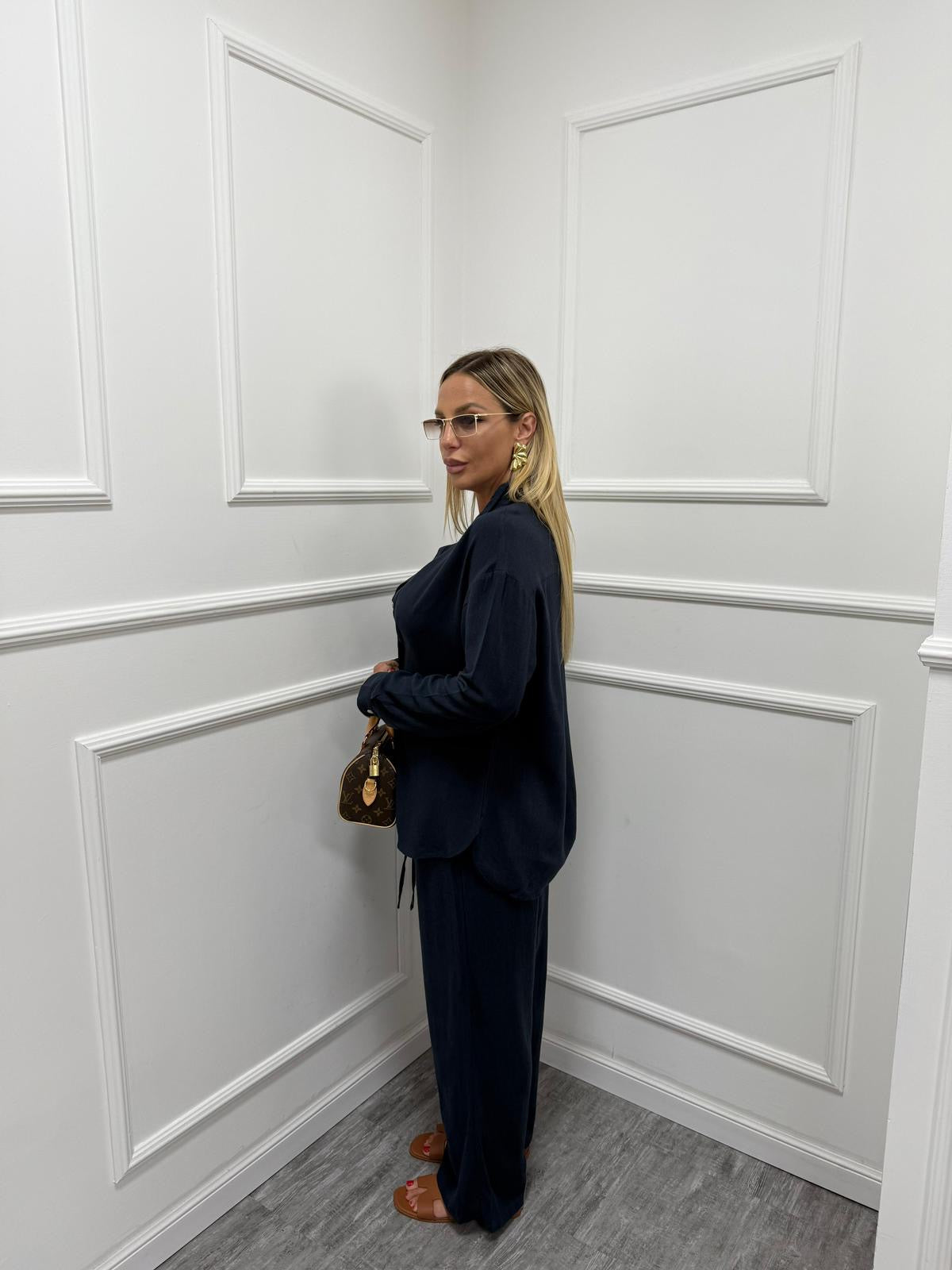 Tailleur in lino blu 9266