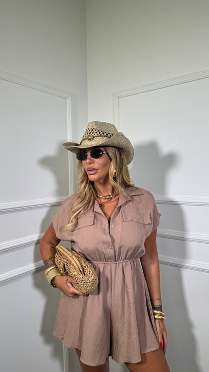 Jumpsuit misto lino Kanatè taupe 66922