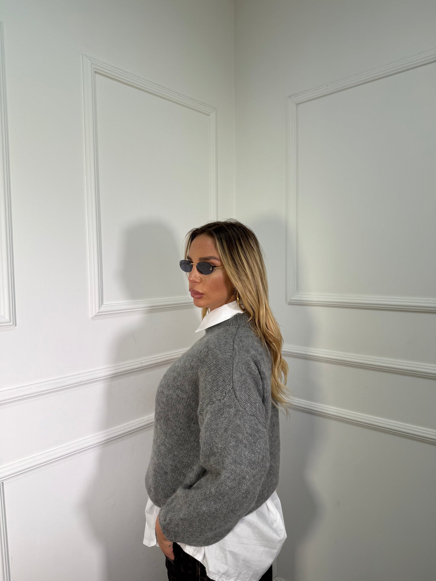 Pullover lana cotta Marshmallow grigio a2412