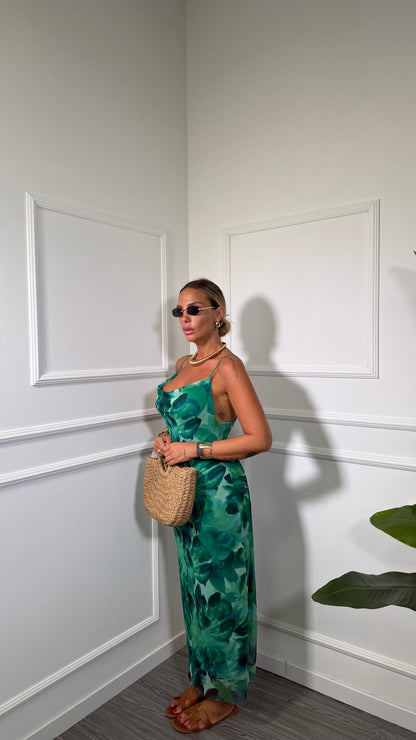Abito midi in chiffon verde 33287