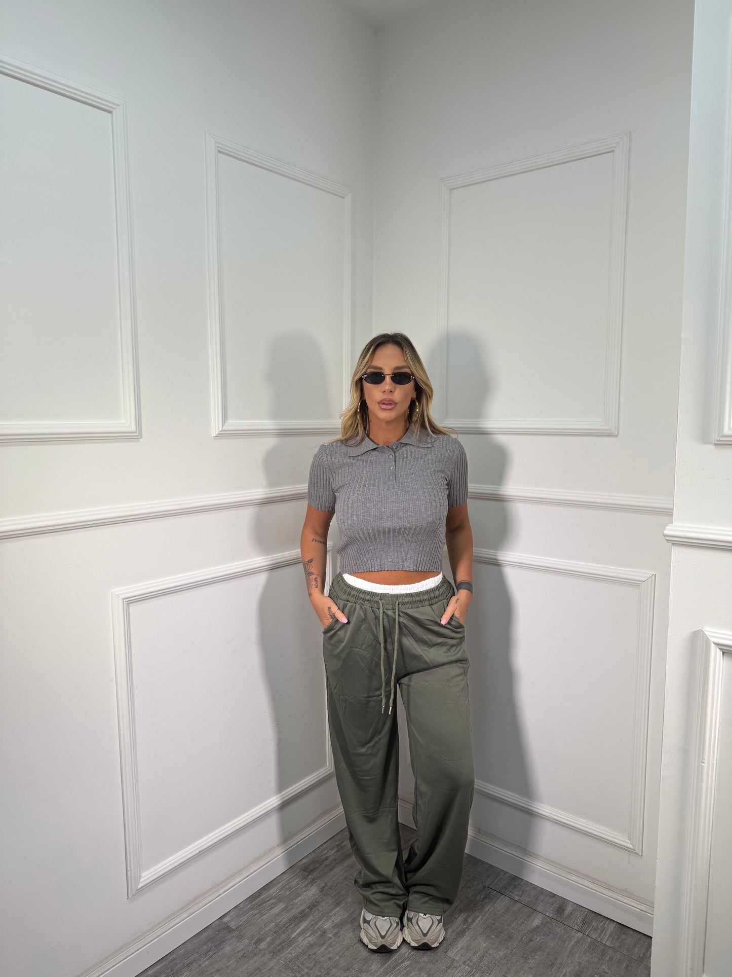 Pantaloni palazzo con boxer in pizzo (vari colori) vv96069