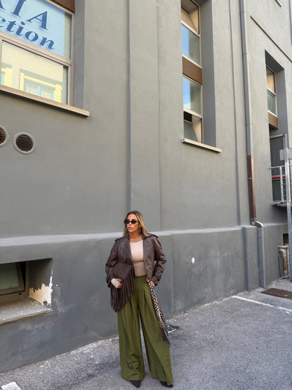 Pantaloni palazzo con foulard Must Have verde kiwi 18188