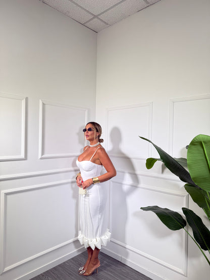 Abito midi con rouges Farsha bianco 2341