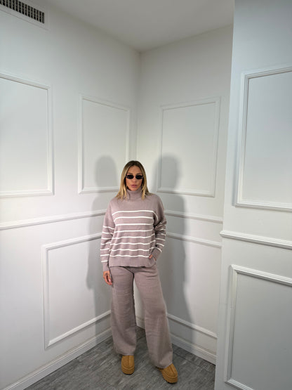 Coordinato in lana rasata Butter taupe g118