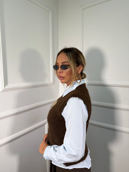 Gilet in lana cotta Teddy cioccolato 25780