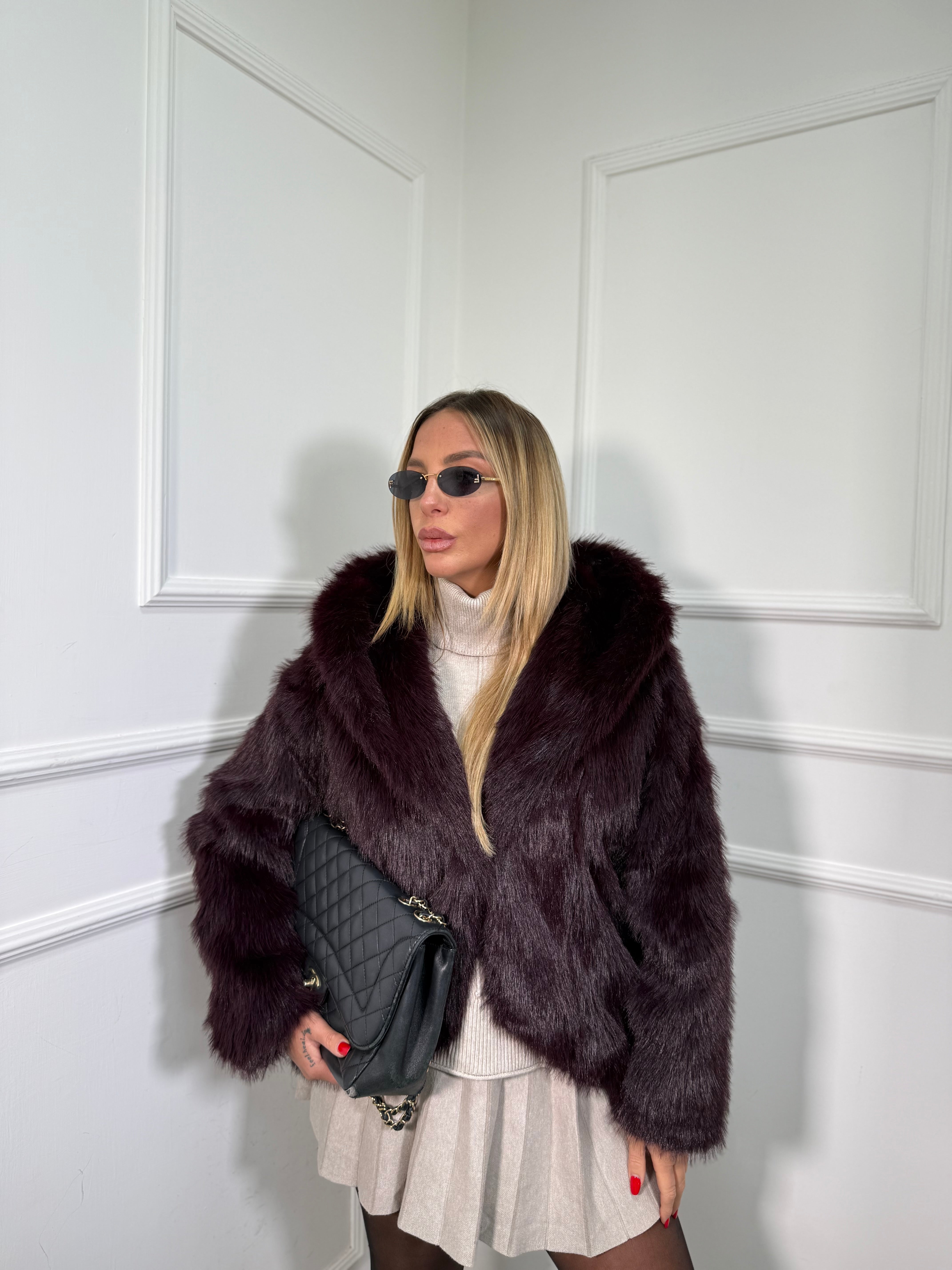 Ecofur con cappuccio Copenaghen vinaccia j8501