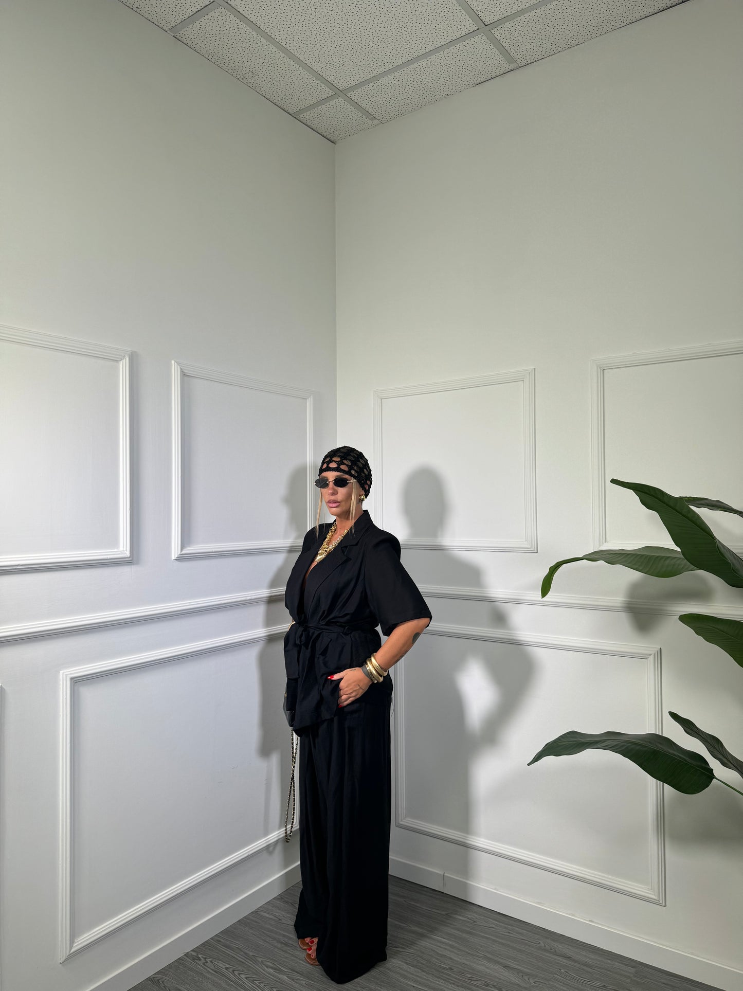 Tailleur in viscosa (curvy) Glenda nero 250624
