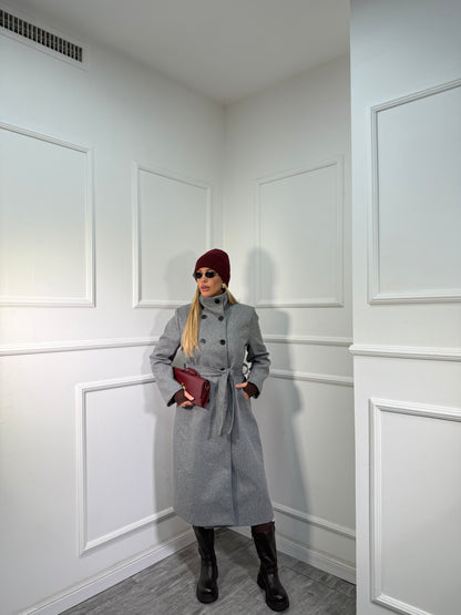 Maxi cappotto collo alto Boston grigio 251148
