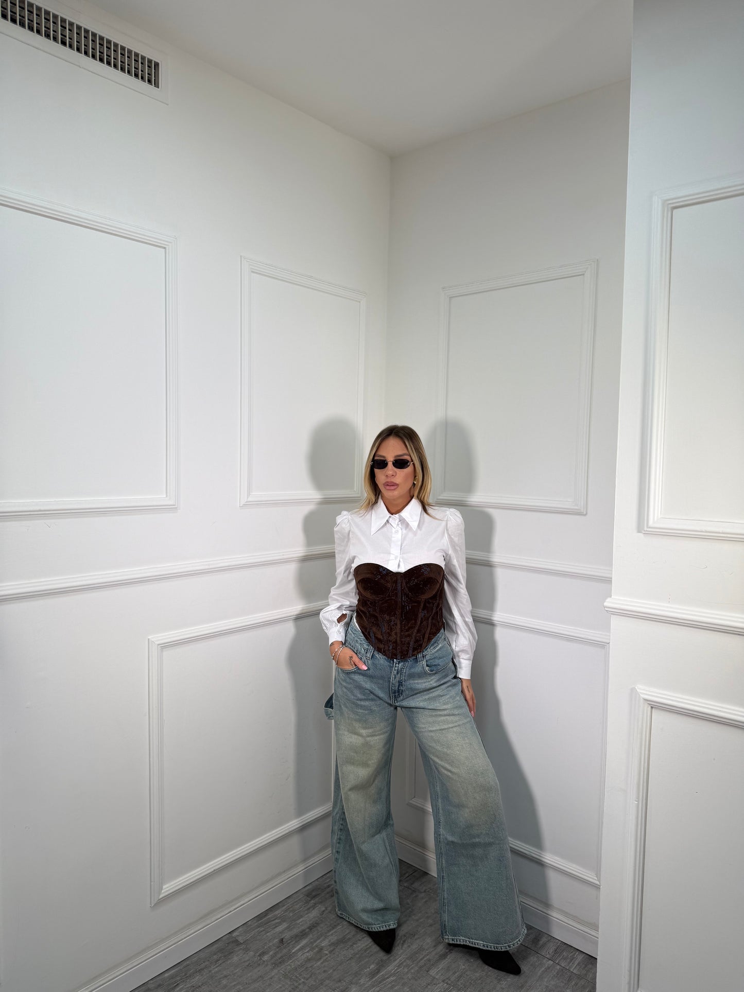 Jeans wide leg carpenter lavaggio chiaro yd8816