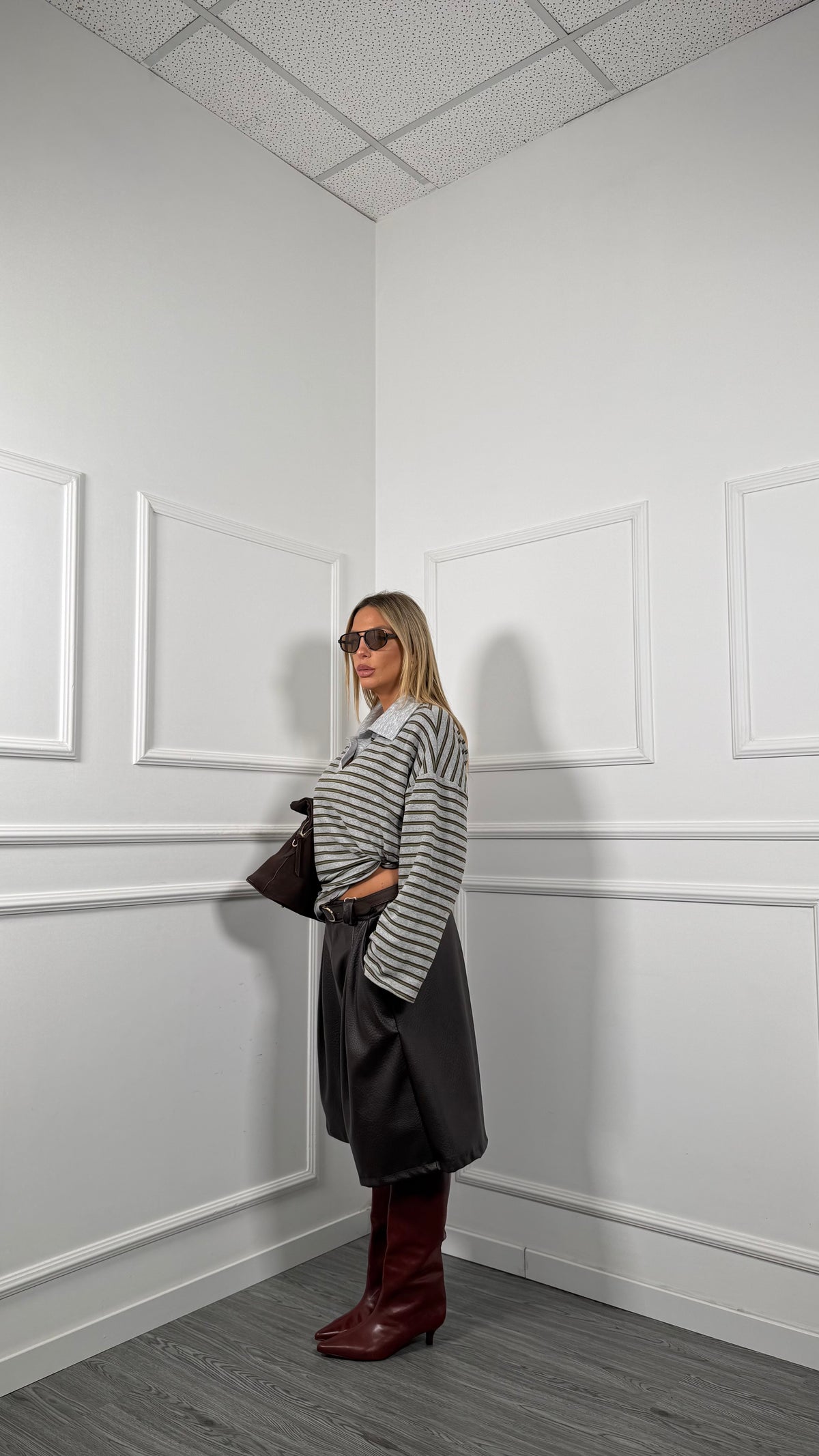 Bermuda ecopelle Curvy marrone m13620
