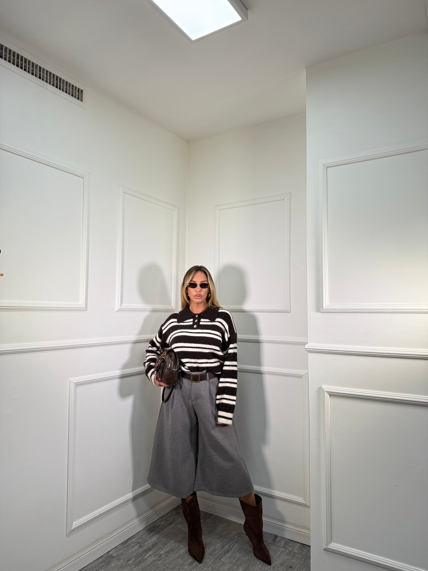 Bermuda in lana con cintura Bradley by justwest grigio 2664p