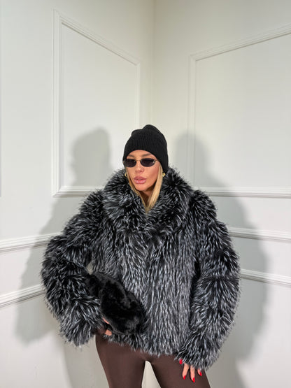 Ecofur con inserti in ecopelle Alaska nero l8010