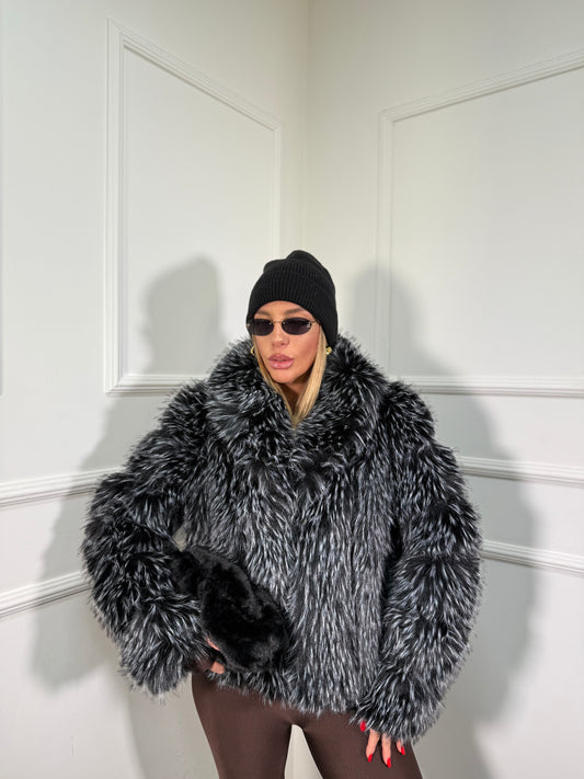 Ecofur con inserti in ecopelle Alaska nero l8010