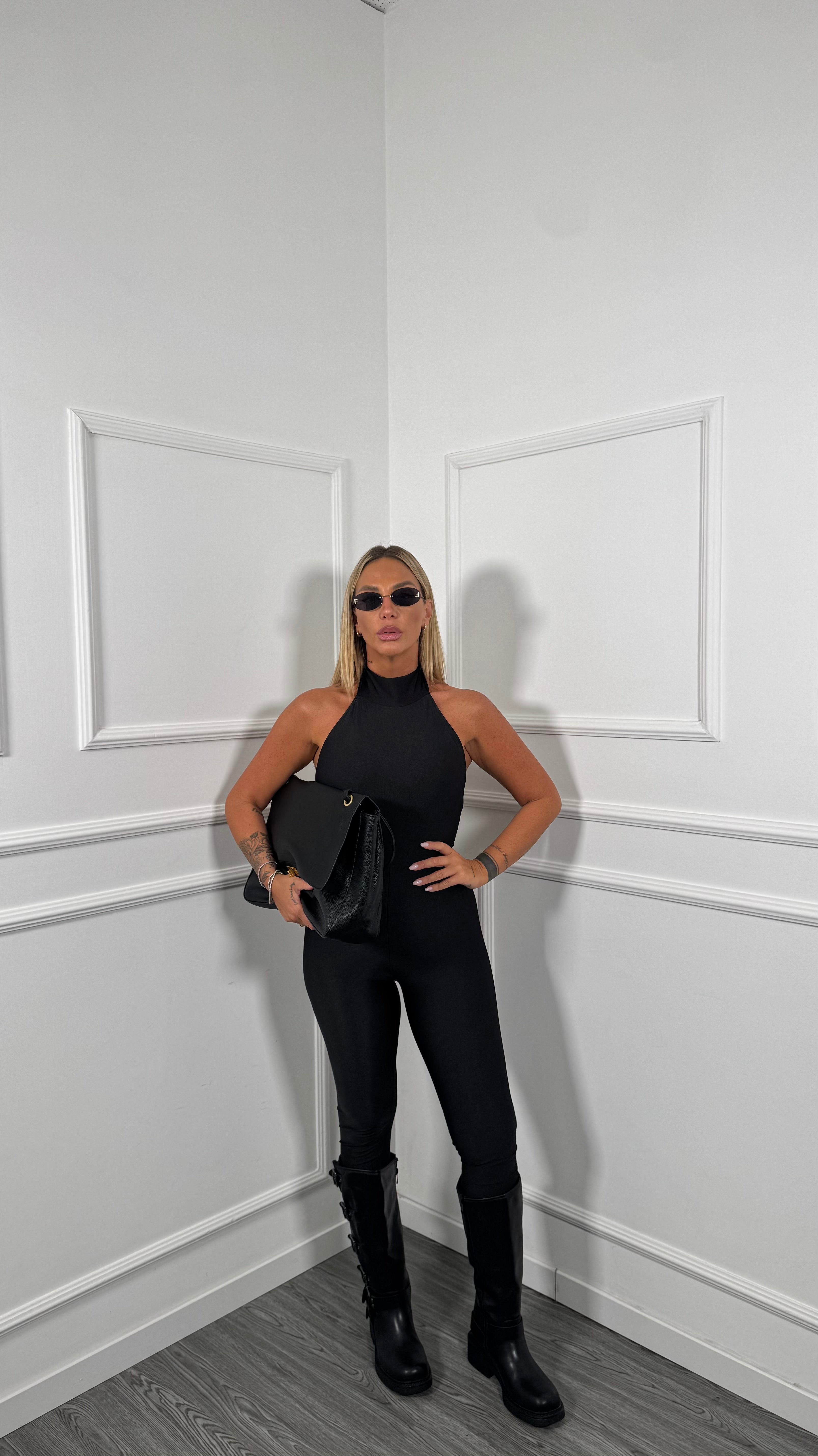 Jumpsuit in lycra contenitiva Kassidy nera 8239