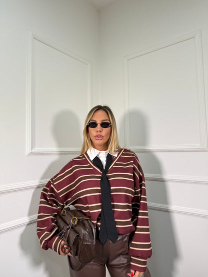 Polo con finta camicia e cravattino Melbourne bordeaux m60755