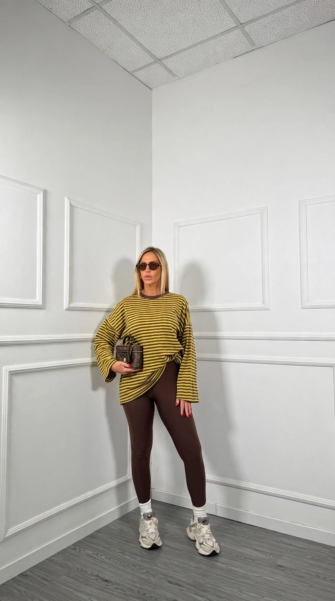 Leggins in lycra con ghette marrone