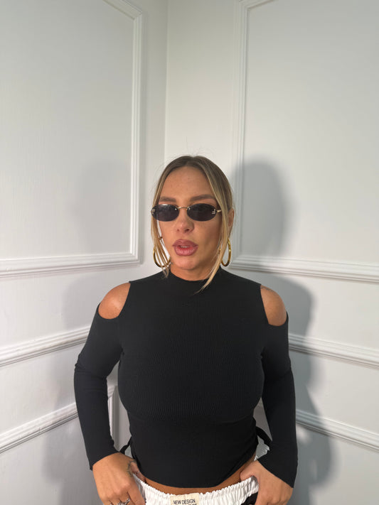 Maglioncino a costine lana rasata Harmony nero ty8505