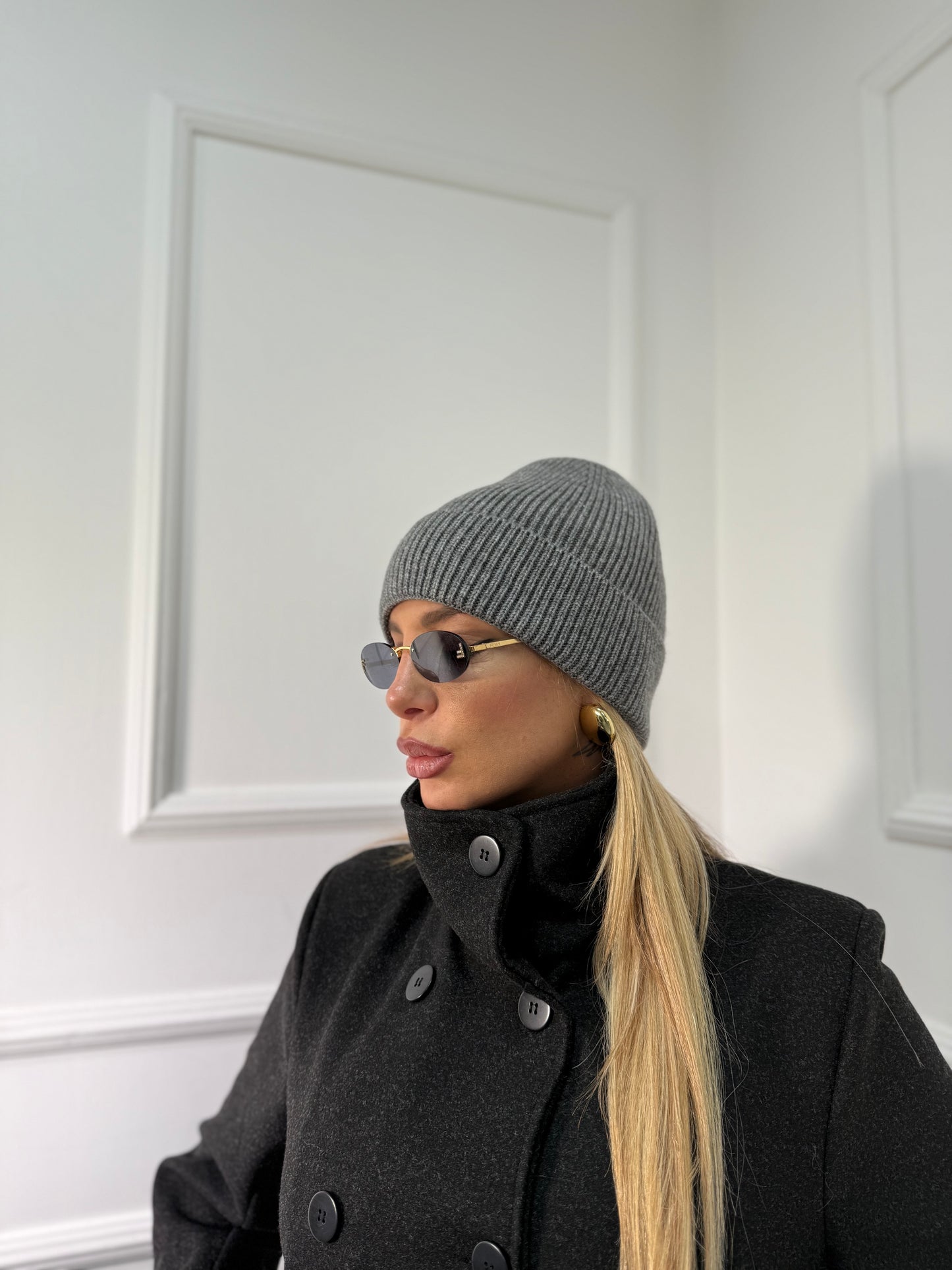 Cappello misto lana a costine Snow grigio