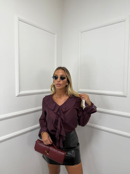 Blusa in chiffon Camila borgogna 12928