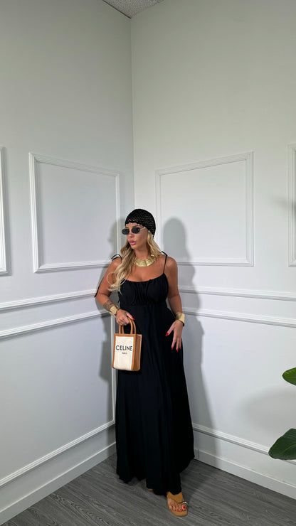 Abito midi misto lino (curvy) Ariel nero 333