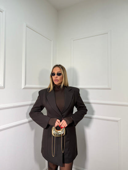 Abito giacca con spalline Barney cioccolato 25170