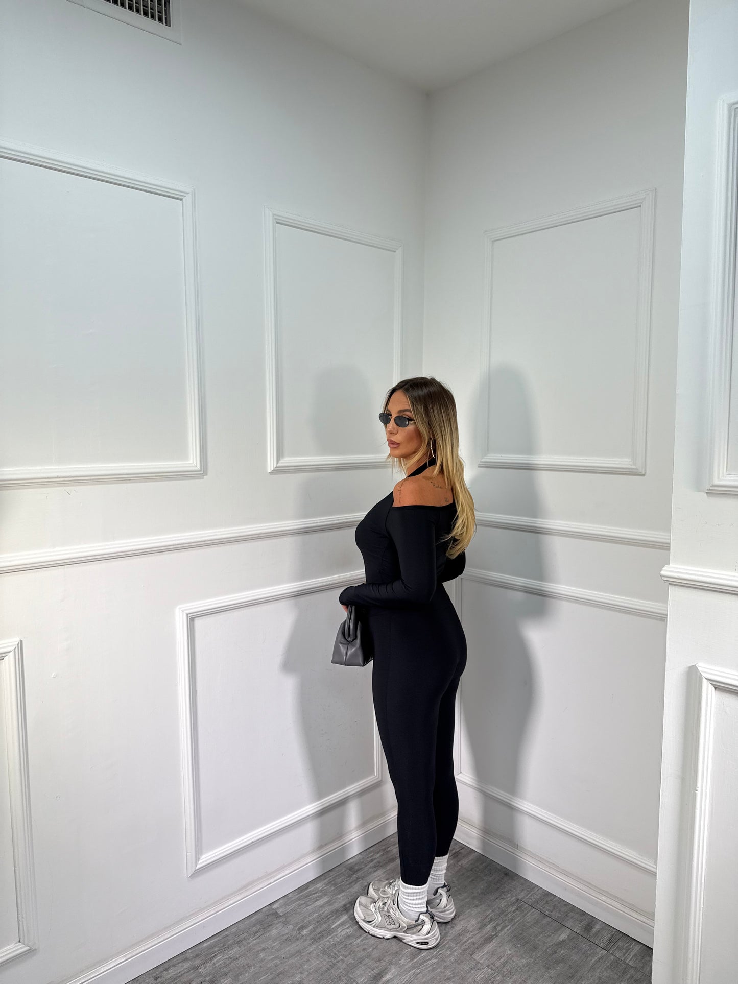 Coordinato in lycra Walking nero