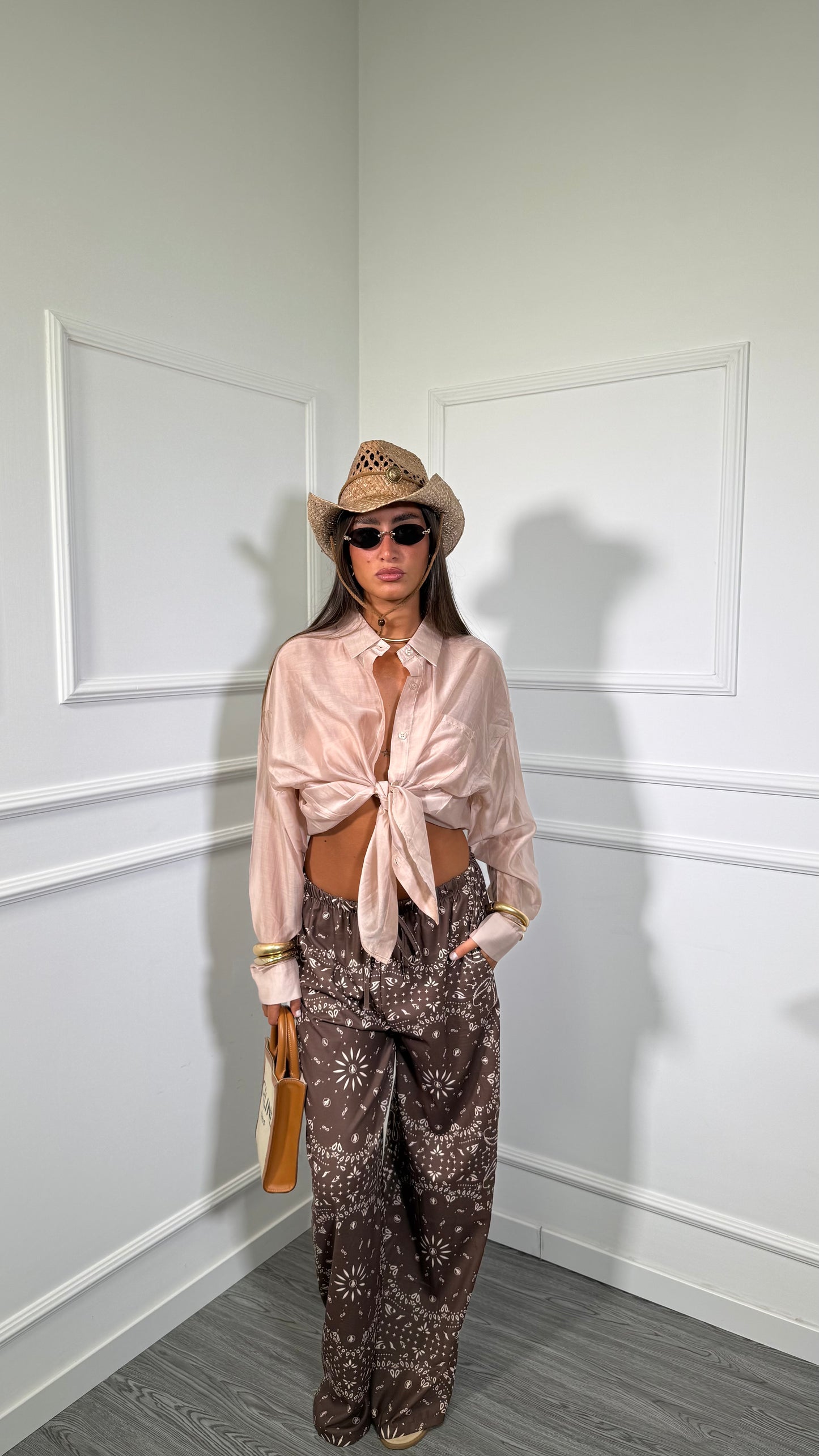 Pantaloni palazzo fantasia bandana Pacha cioccolato 006414