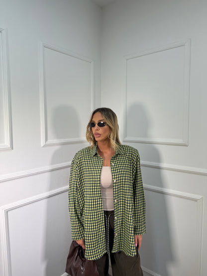 Camicia a quadretti con spalline Rotterdam verde acido 2636c